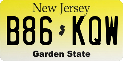 NJ license plate B86KQW