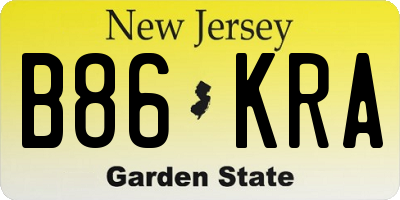 NJ license plate B86KRA