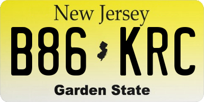 NJ license plate B86KRC