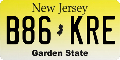 NJ license plate B86KRE