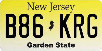 NJ license plate B86KRG