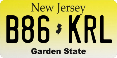 NJ license plate B86KRL
