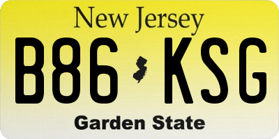 NJ license plate B86KSG