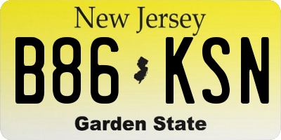 NJ license plate B86KSN