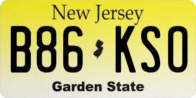 NJ license plate B86KSO