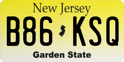 NJ license plate B86KSQ
