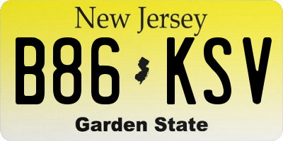 NJ license plate B86KSV