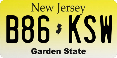 NJ license plate B86KSW