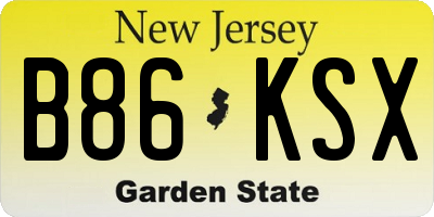 NJ license plate B86KSX