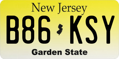NJ license plate B86KSY
