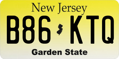 NJ license plate B86KTQ