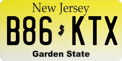 NJ license plate B86KTX