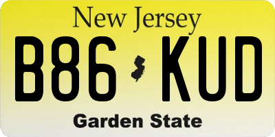 NJ license plate B86KUD