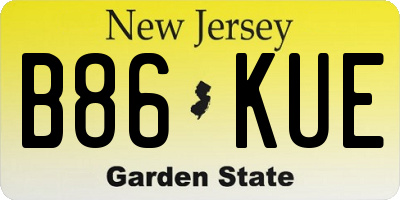NJ license plate B86KUE
