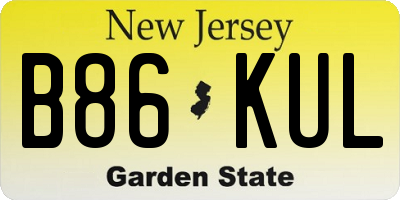 NJ license plate B86KUL