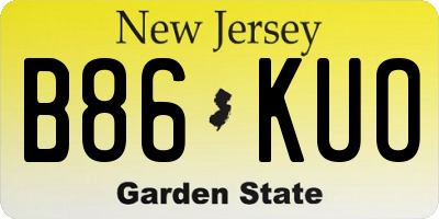 NJ license plate B86KUO