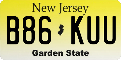 NJ license plate B86KUU