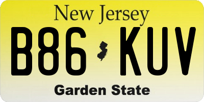 NJ license plate B86KUV