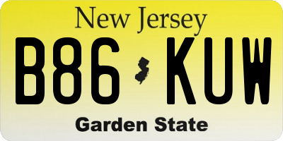 NJ license plate B86KUW