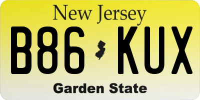 NJ license plate B86KUX