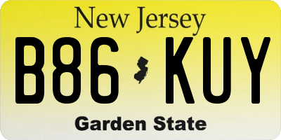 NJ license plate B86KUY