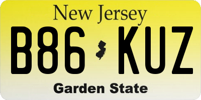 NJ license plate B86KUZ