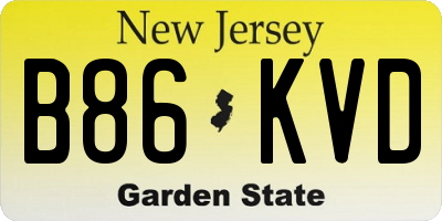 NJ license plate B86KVD