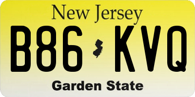 NJ license plate B86KVQ