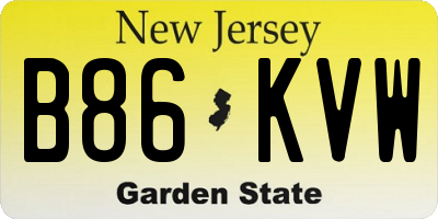 NJ license plate B86KVW