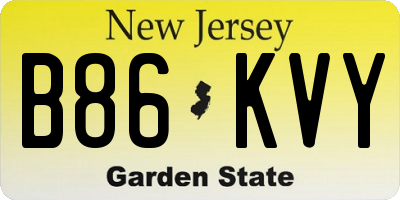 NJ license plate B86KVY