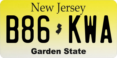 NJ license plate B86KWA