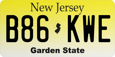 NJ license plate B86KWE