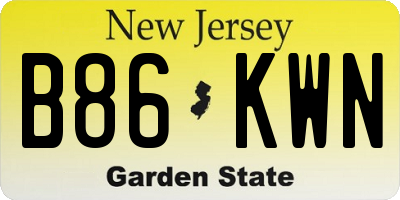 NJ license plate B86KWN