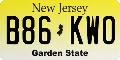 NJ license plate B86KWO