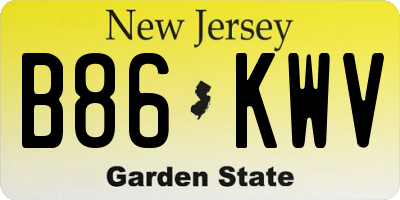 NJ license plate B86KWV