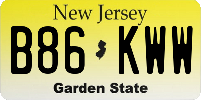 NJ license plate B86KWW