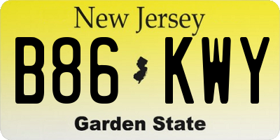 NJ license plate B86KWY