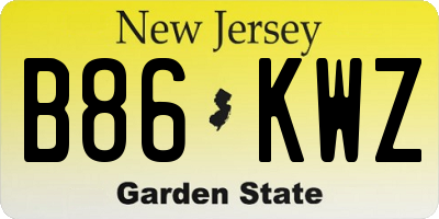 NJ license plate B86KWZ