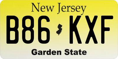 NJ license plate B86KXF