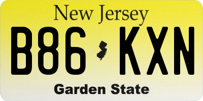 NJ license plate B86KXN
