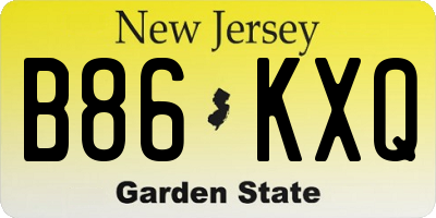 NJ license plate B86KXQ