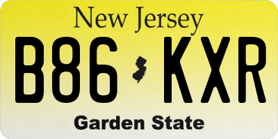 NJ license plate B86KXR