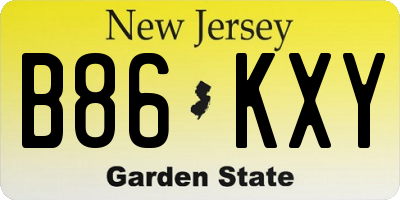 NJ license plate B86KXY