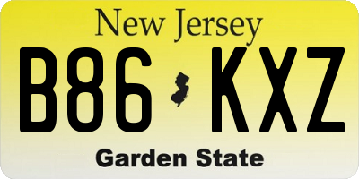 NJ license plate B86KXZ