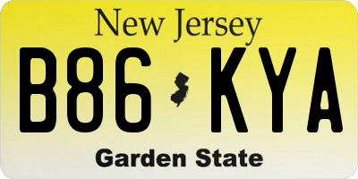 NJ license plate B86KYA