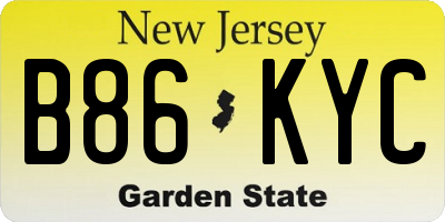 NJ license plate B86KYC