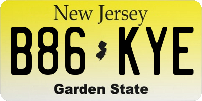 NJ license plate B86KYE