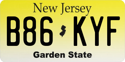 NJ license plate B86KYF