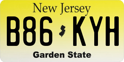 NJ license plate B86KYH