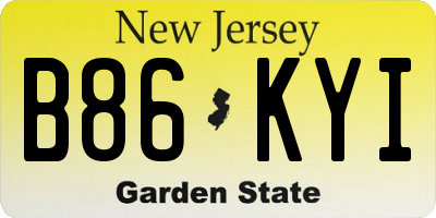 NJ license plate B86KYI